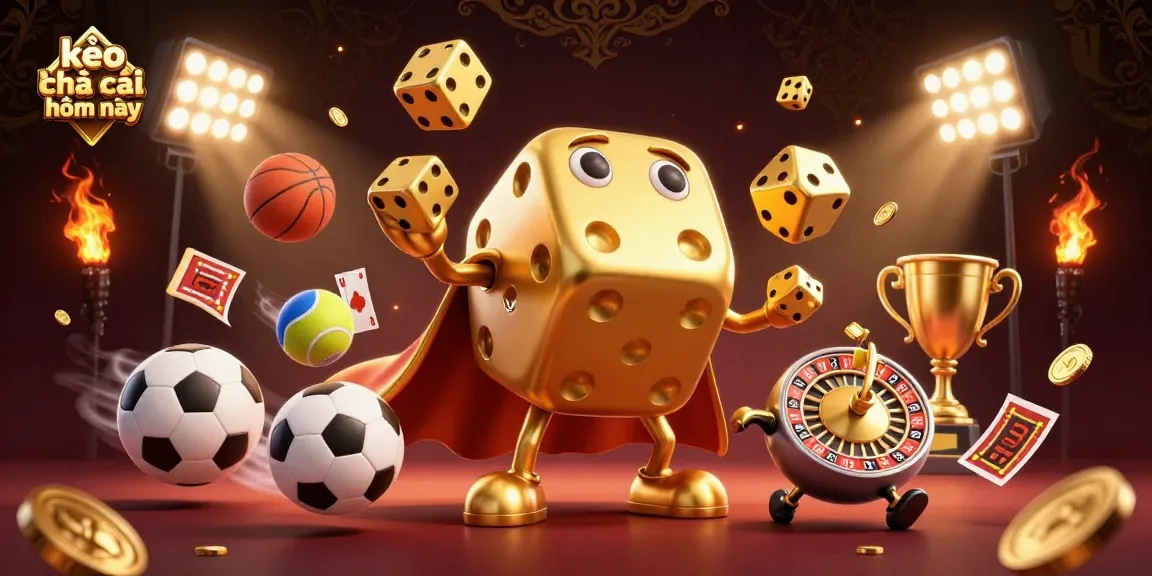 Engage with kèo nhà cái hôm nay through a vibrant 3D illustration of sports betting excitement.