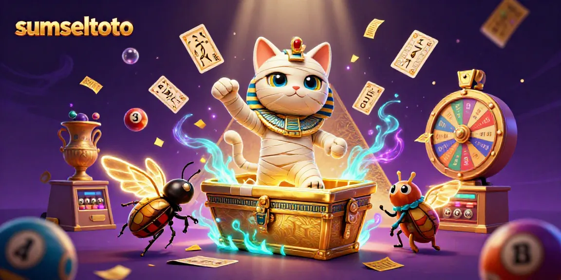 Experience exciting gameplay at sumseltoto with dynamic lottery balls and a vibrant pyramid casino scene.