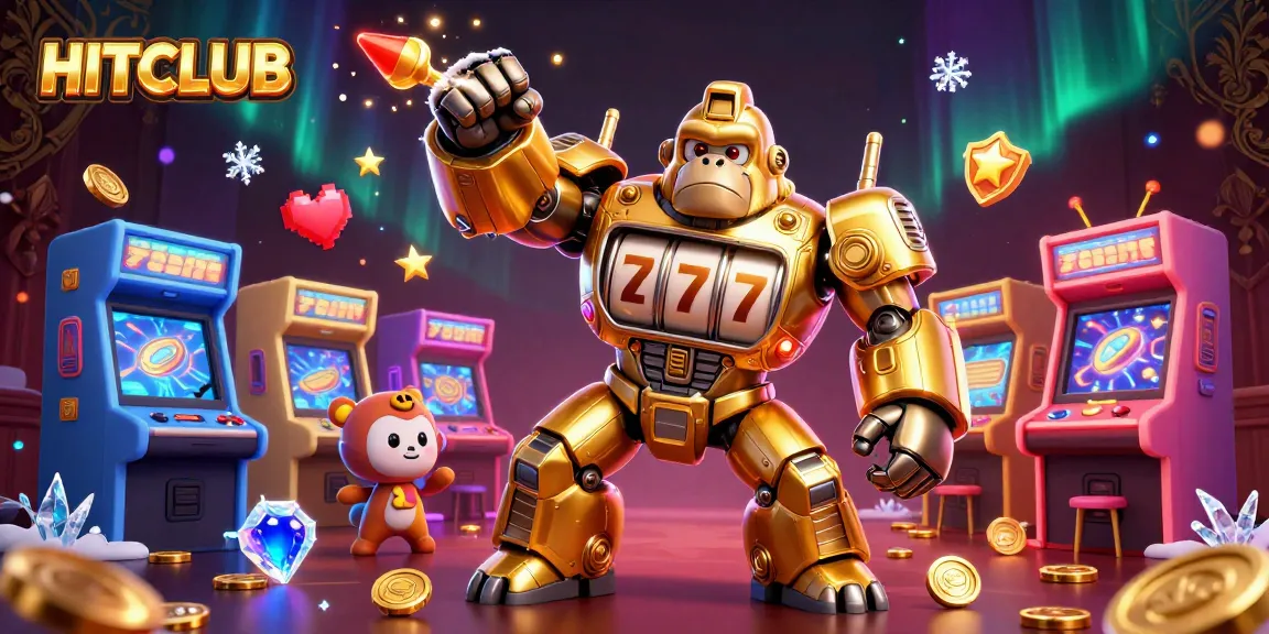 Win big at HITCLUB with our vibrant and dynamic casino-themed 3D illustration showcasing game excitement.