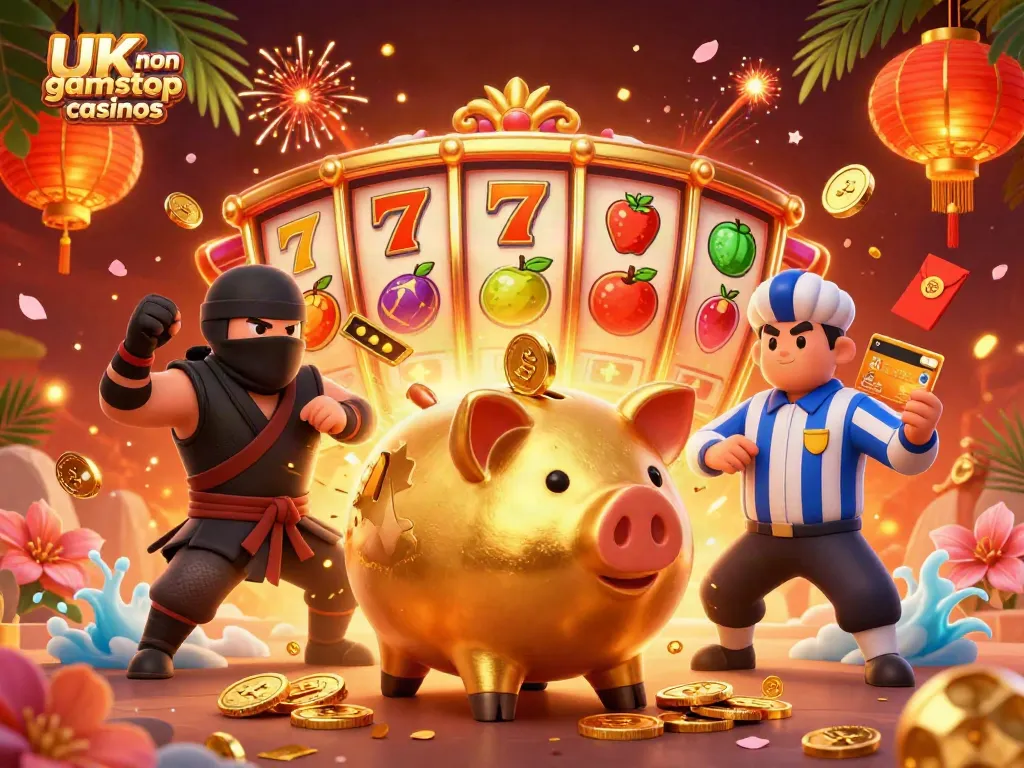 Engage with UK non gamstop casinos through thrilling gameplay featuring dynamic characters and vibrant casino elements.