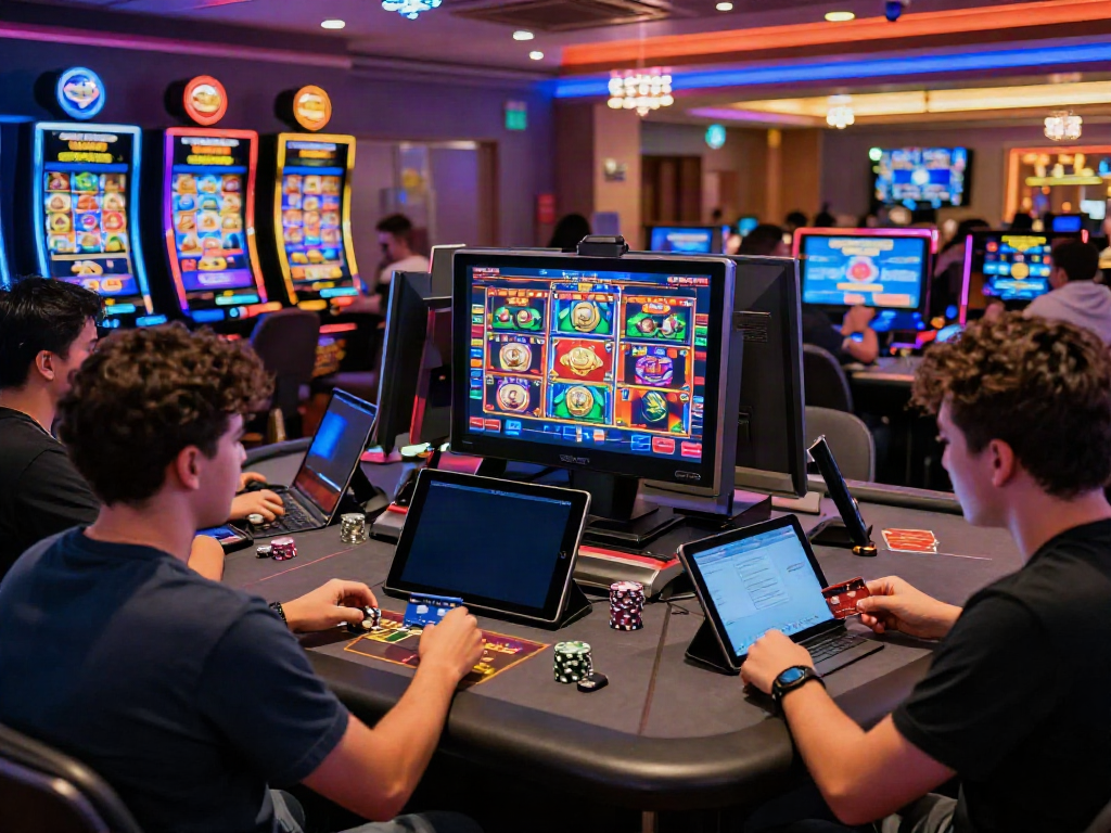 Players enjoying online casinos that accept credit card, engaged with vibrant games and bonuses.