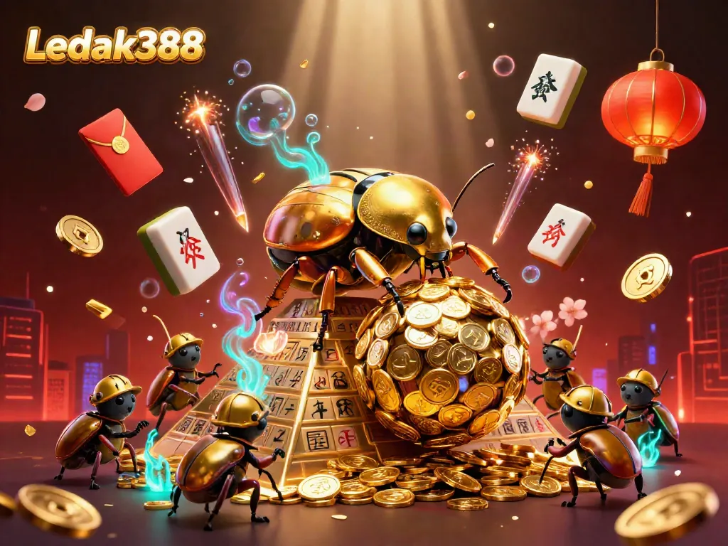 Engage with Ledak388's vibrant gaming universe filled with golden coins and dynamic characters.