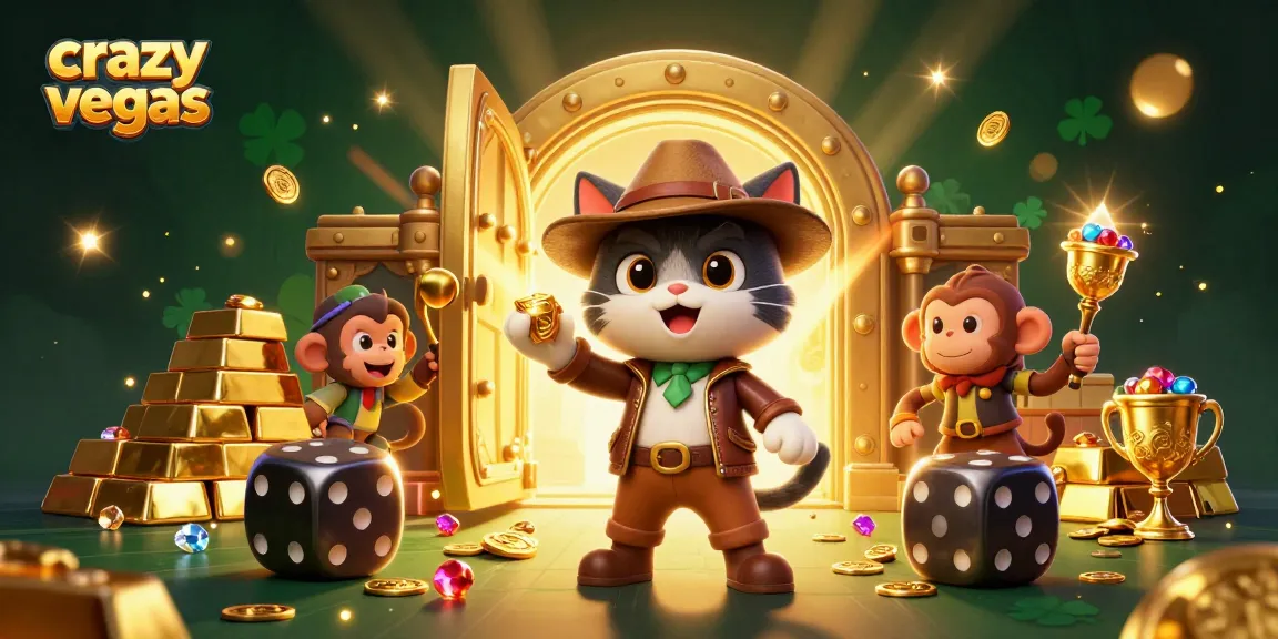 Experience thrilling adventures with crazyvegas as a charismatic cat archaeologist and monkey explore golden treasures in a vibrant casino.